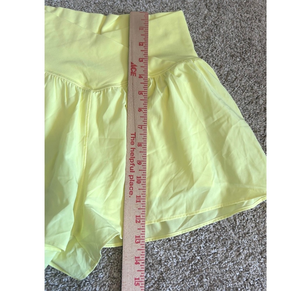 OFFLINE by Aerie Real Me Crossover Flowy Shorts Neon Yellow SZ S Athletic Tennis - Picture 4 of 6